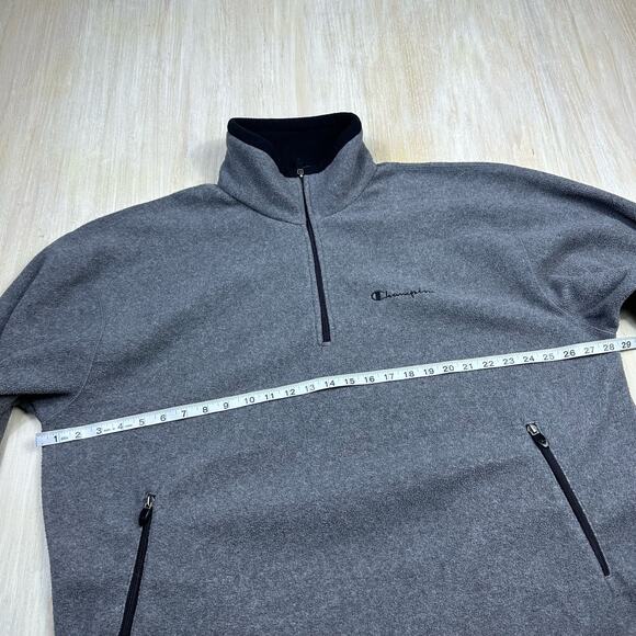 Champion Vintage Gray Fleece 1/3 Zip Pullover Casual Sweater Jacket Men's XL - Picture 12 of 13